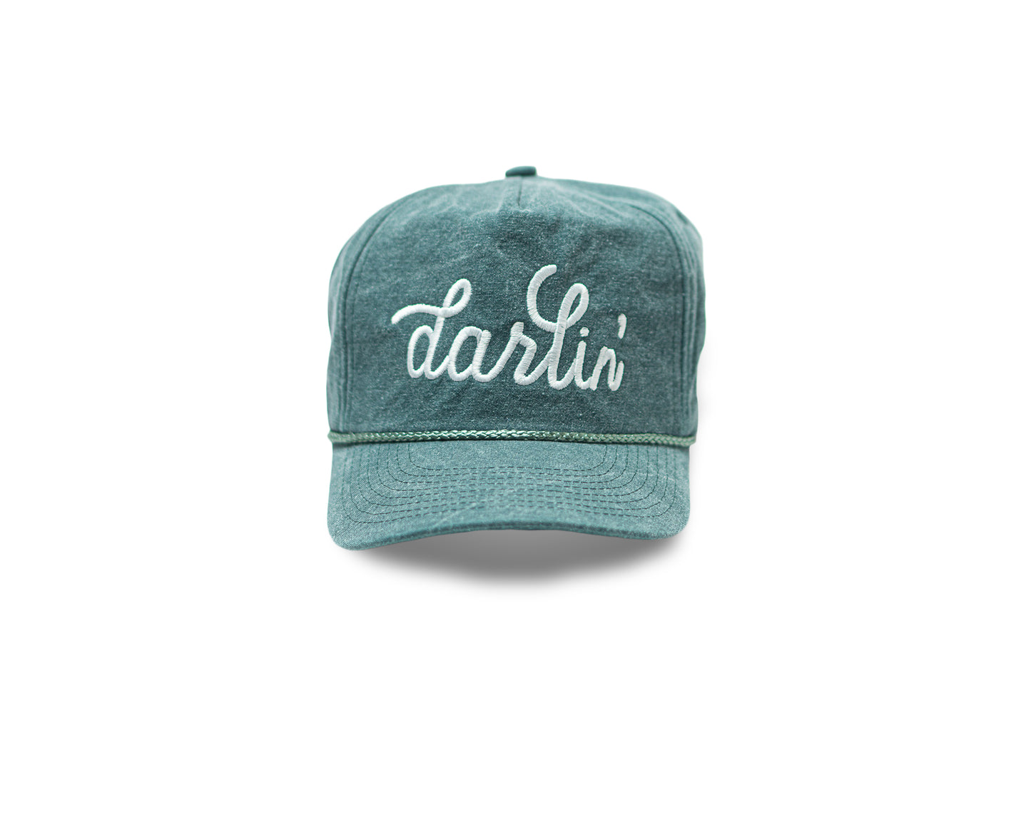 Moss Green and White Darlin’ Hat Stone Washed